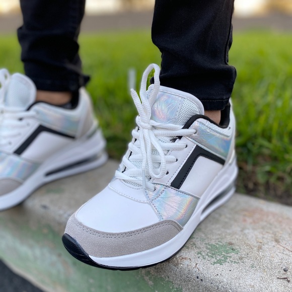 CLEARANCE! Kicks Holographic Wedge Sneakers - Picture 8 of 8